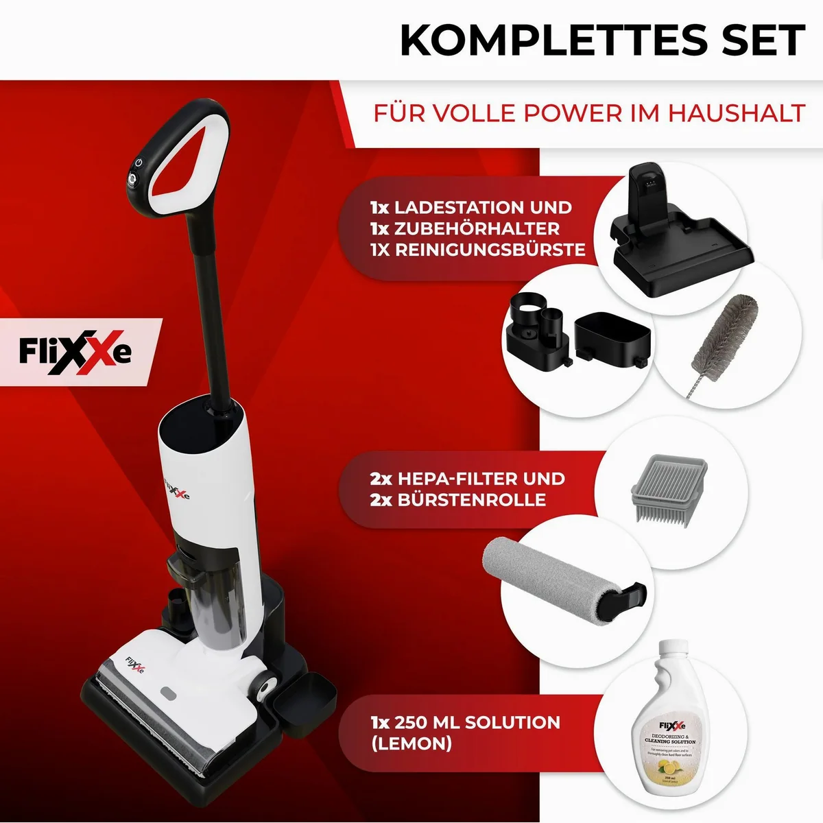 FliXXe 2X2 Squizzle Nass-Trocken-Sauger, kabellos, Kantenreinigung, 150 W 5