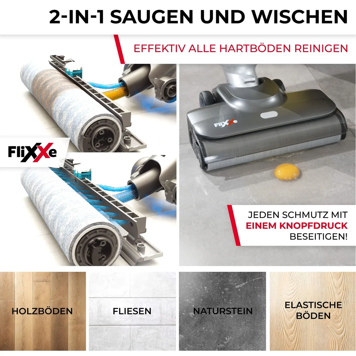 FliXXe X3 Premium Nass-Trocken-Sauger, kabellos, 200 W, Kantenreinigung 3