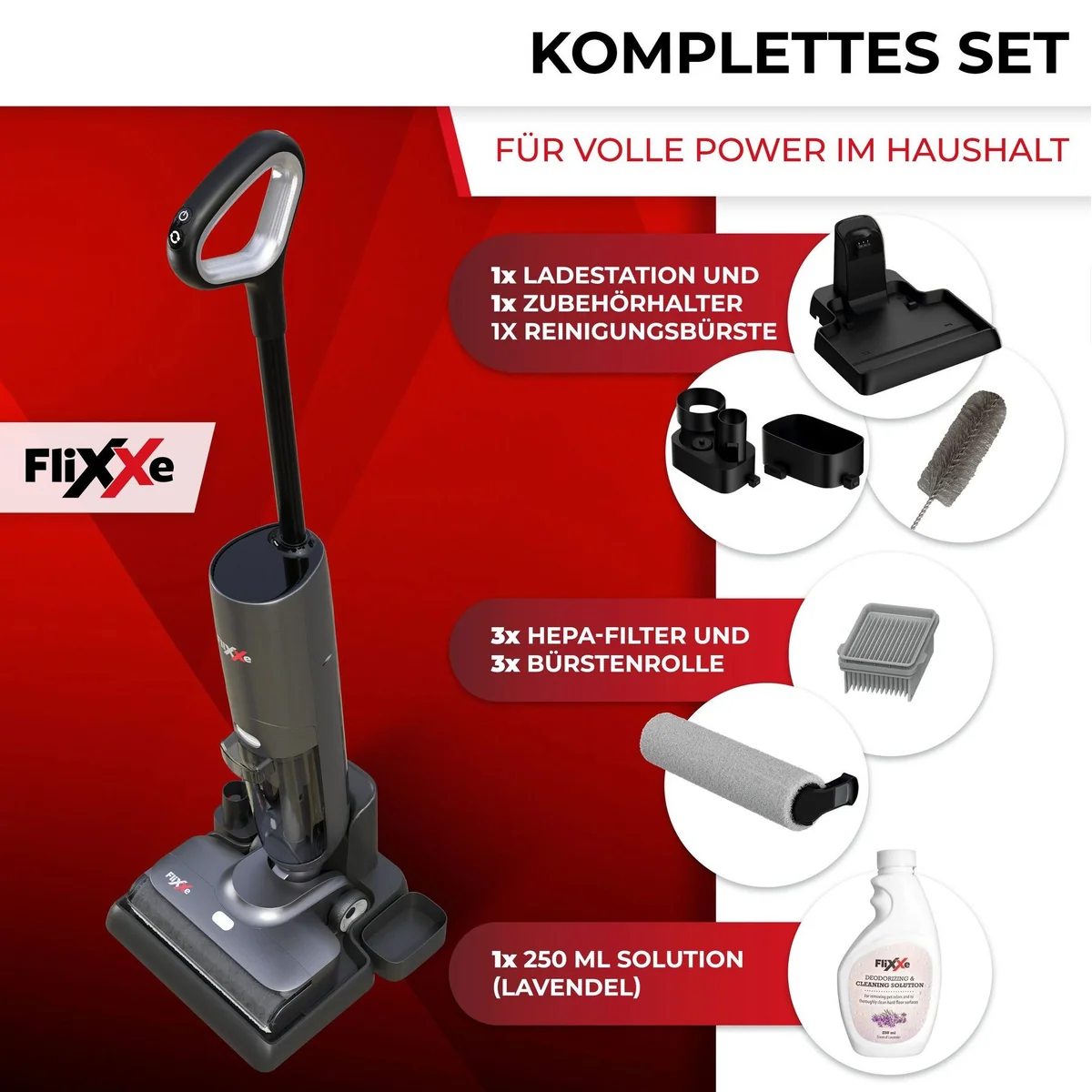 FliXXe X3 Premium Nass-Trocken-Sauger, kabellos, 200 W, Kantenreinigung 5