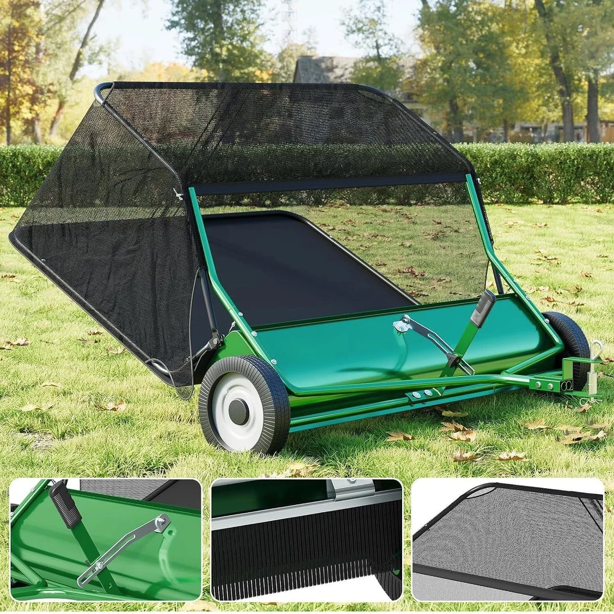 GarveeMore Kehrmaschine 107 cm, großer Fangsack, werkzeuglose Höhenverstellung 3