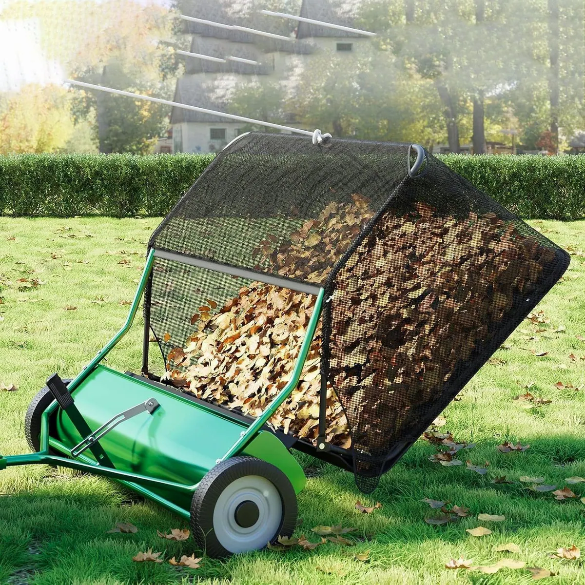 GarveeMore Kehrmaschine 107 cm, großer Fangsack, werkzeuglose Höhenverstellung 5