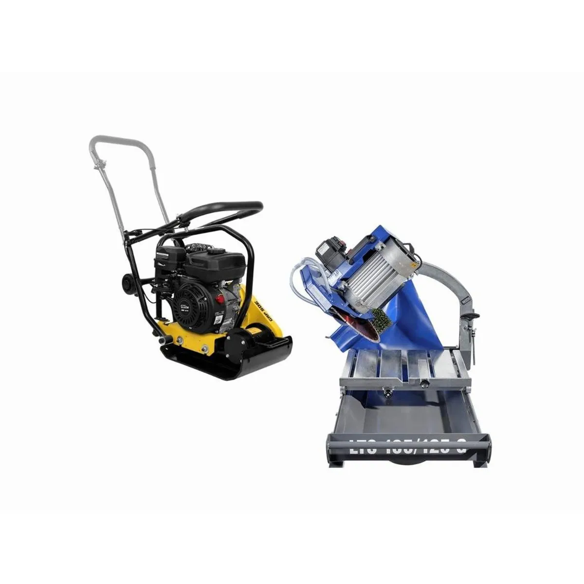 Güde Rüttelplatte GRP 50E + Tischsäge LTS 105/125 G, robuste Baugeräte im Set 2