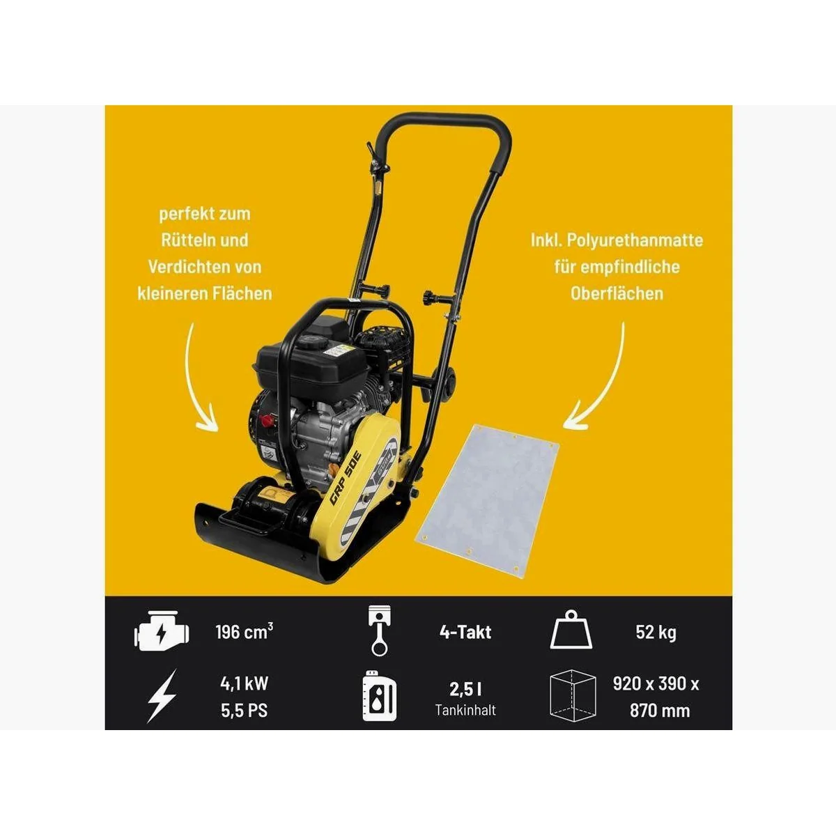 Güde Rüttelplatte GRP 50E + Tischsäge LTS 105/125 G, robuste Baugeräte im Set 3