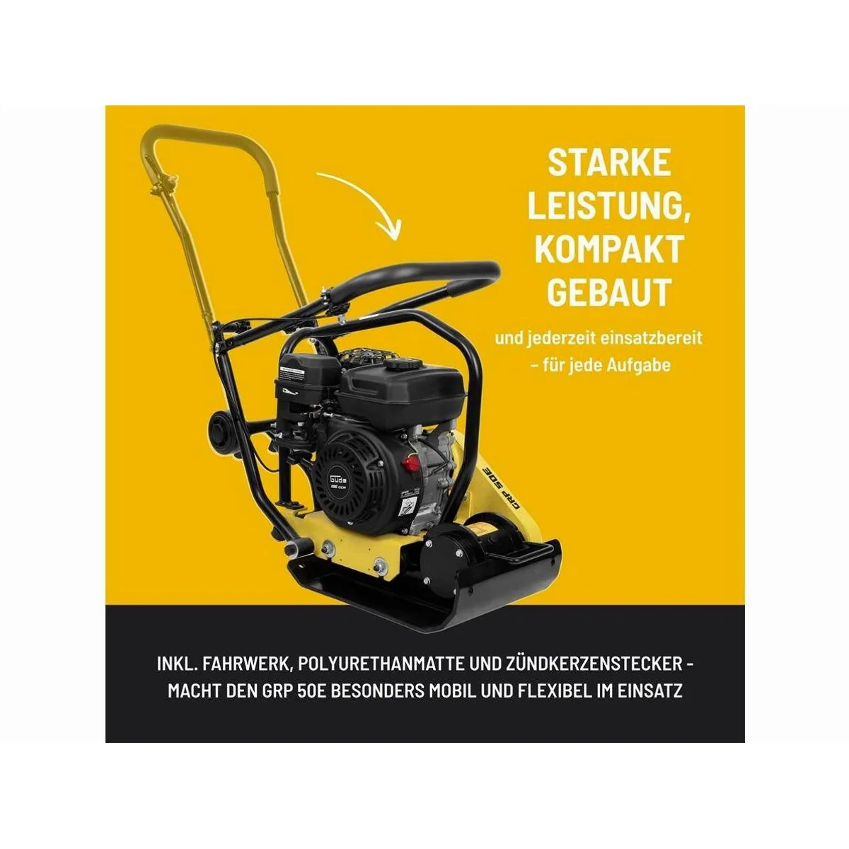 Güde Rüttelplatte GRP 50E + Tischsäge LTS 105/125 G, robuste Baugeräte im Set 4
