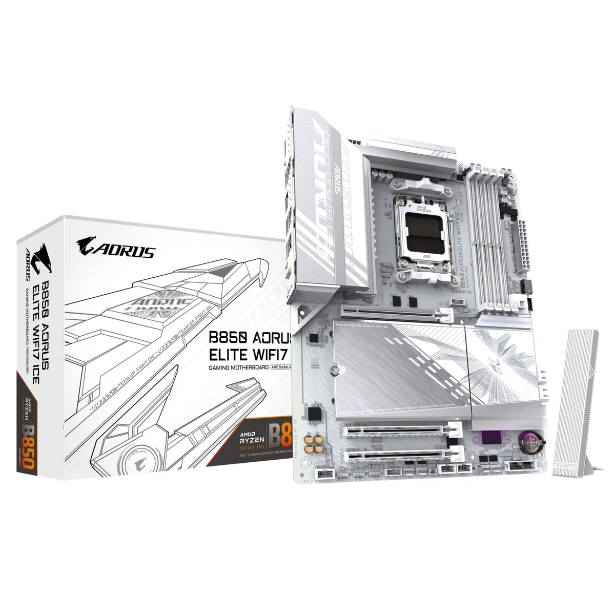 Gigabyte B850 AORUS ELITE WIFI7 ICE Motherboard, Unterstützung für AMD Ryzen 9000, fortschrittliche Kühlung
