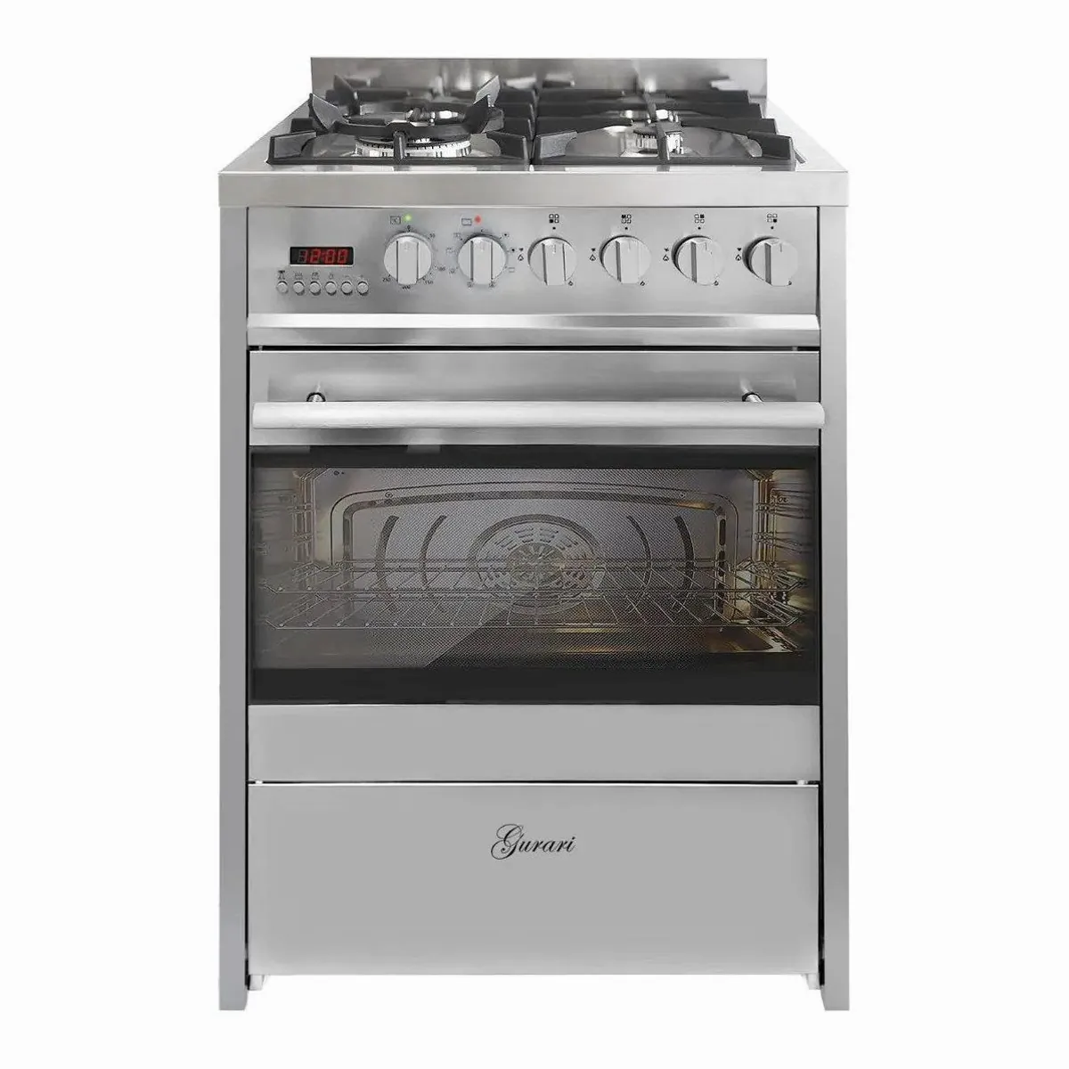 GURARI GCH E 610 X Gas-Elektro-Standherd, 60 cm, Edelstahl, 4 Kw WOK