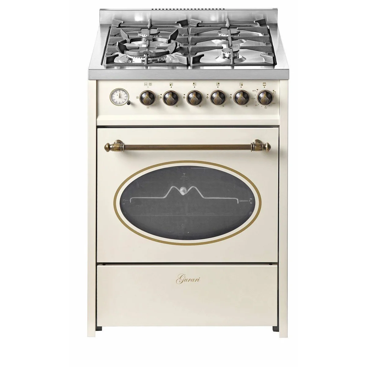 GURARI GCH G 614 CR Gas Standherd, 60 cm, 4 Kochstellen, Gasgrill