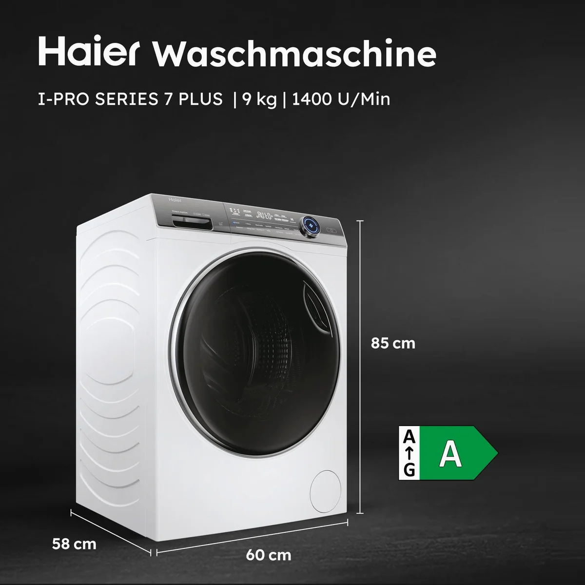 Haier I-PRO 7 PLUS HW90-B14979YU1 Waschmaschine, 9 kg, 1400 U/min, Flüsterleiser Motor 2