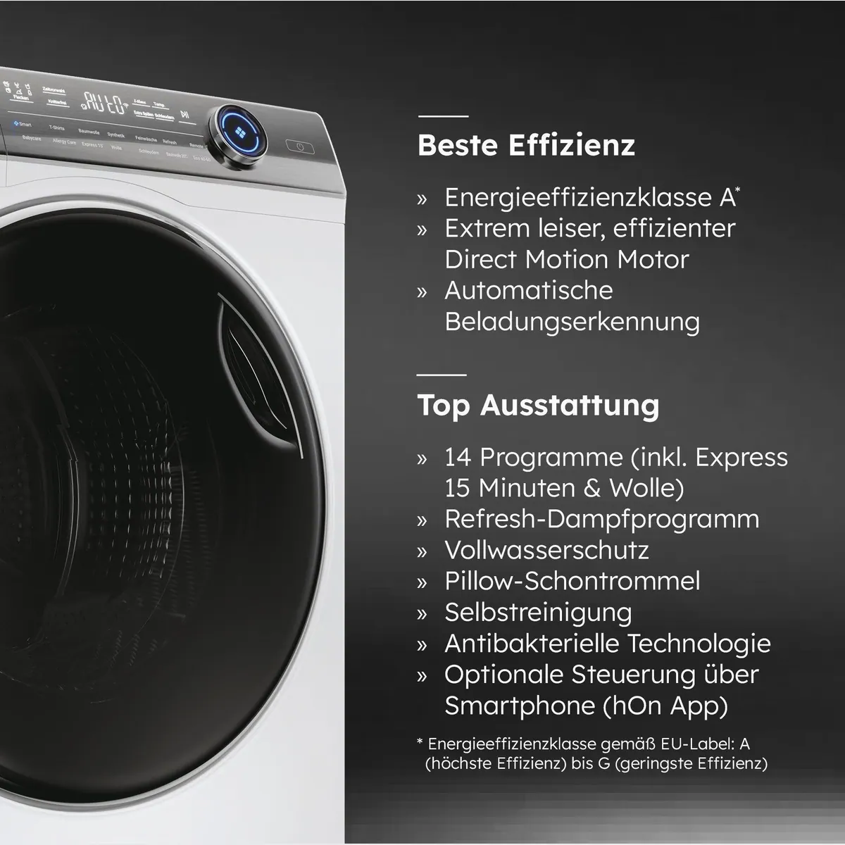 Haier I-PRO 7 PLUS HW90-B14979YU1 Waschmaschine, 9 kg, 1400 U/min, Flüsterleiser Motor 3