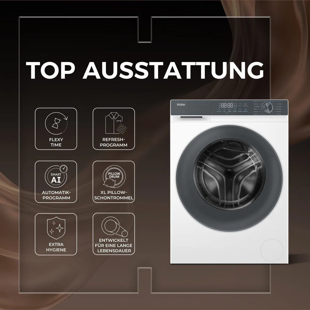 Haier HW90-BP14637T Waschmaschine, 9 kg, 1400 U/min, Smart AI Automatikprogramm 3