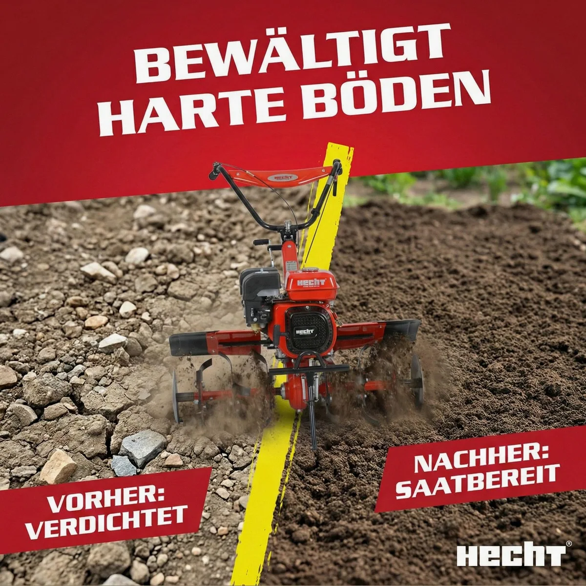 Hecht 7100 Benzin-Gartenhacke, 208 cm³, 7 PS, variable Arbeitsbreite 3