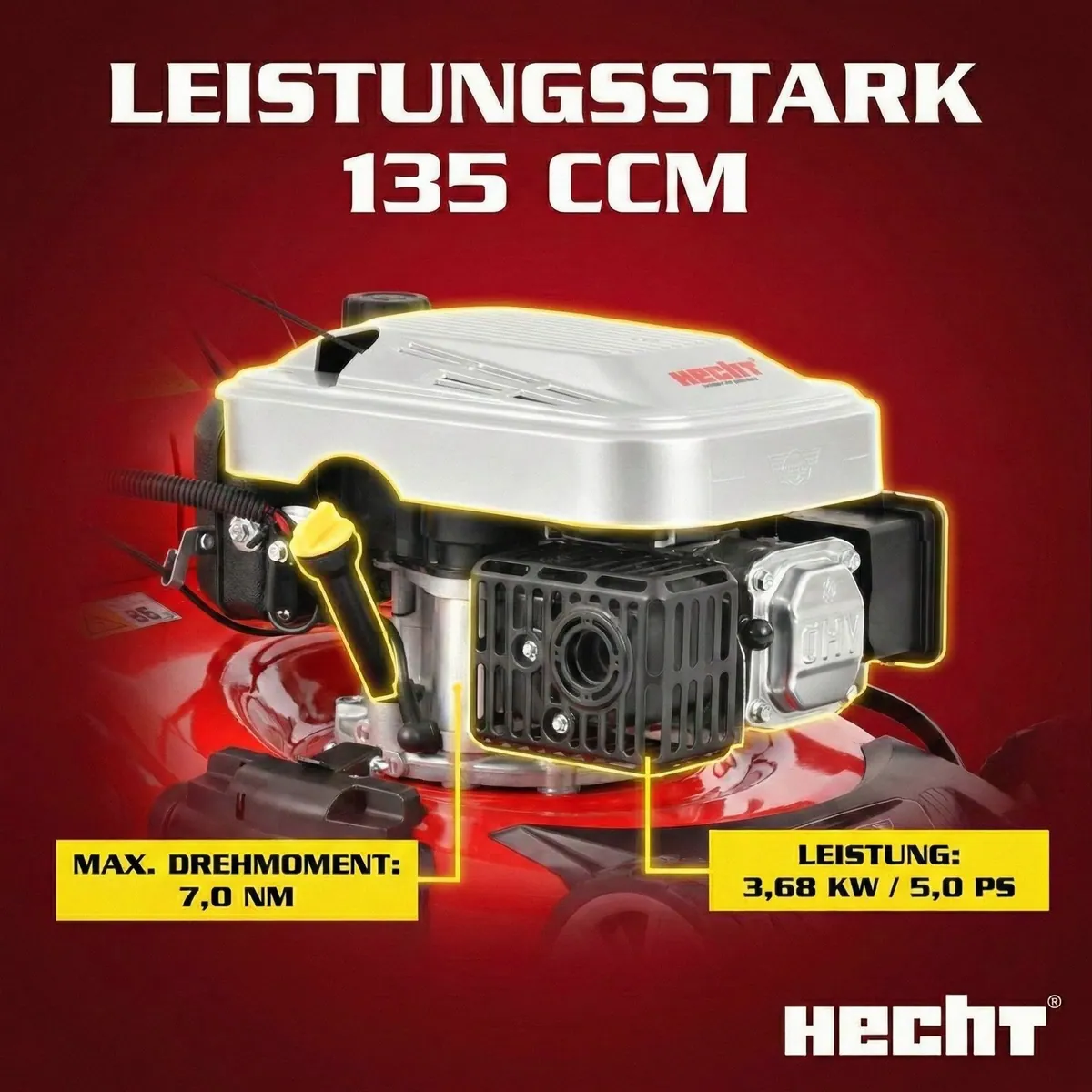 Hecht 5484 SXE Benzin-Rasenmäher, Elektrostart, 4-Gang-Antrieb, 46 cm Schnittbreite 3