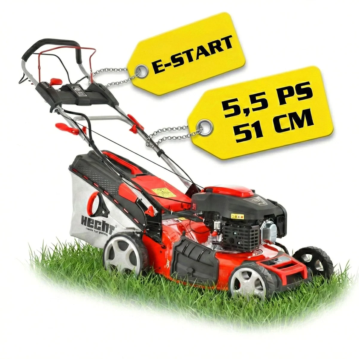 Hecht 551 SXE Benzin-Rasenmäher, 51 cm Schnittbreite, Elektrostart, 5in1-Funktionen