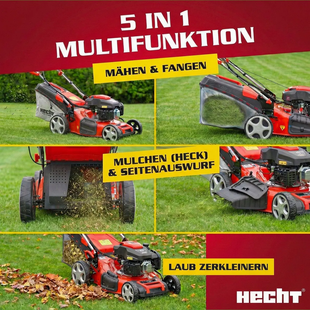 Hecht 551 SXE Benzin-Rasenmäher, 51 cm Schnittbreite, Elektrostart, 5in1-Funktionen 2