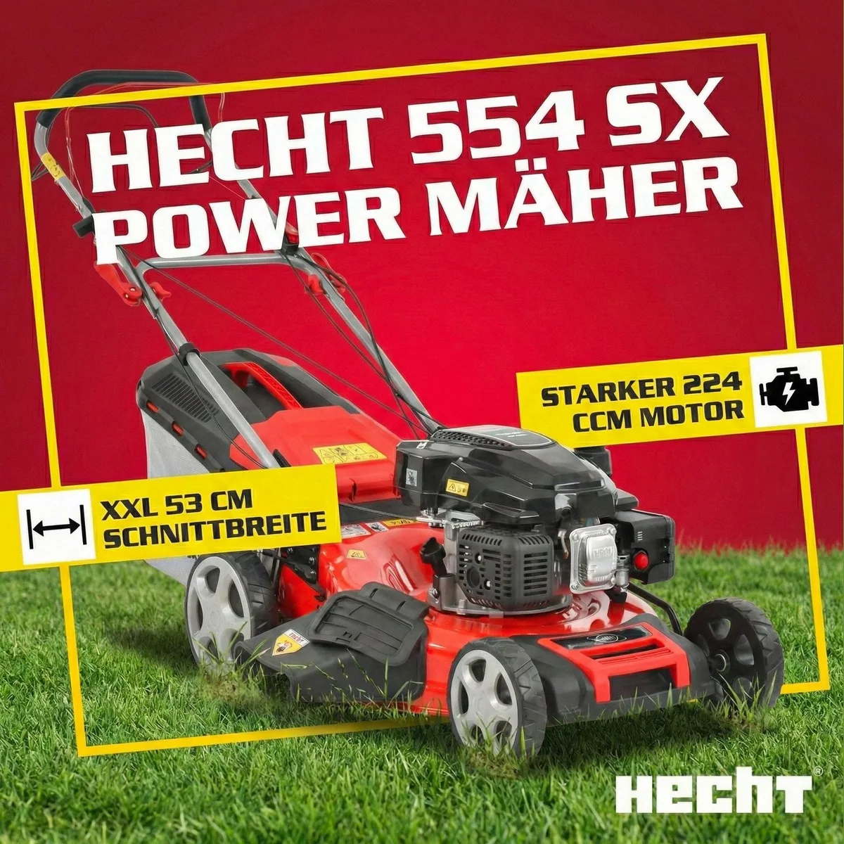 Hecht 554 SX Benzin-Rasenmäher, 53 cm Schnittbreite, Radantrieb, 6 PS 2