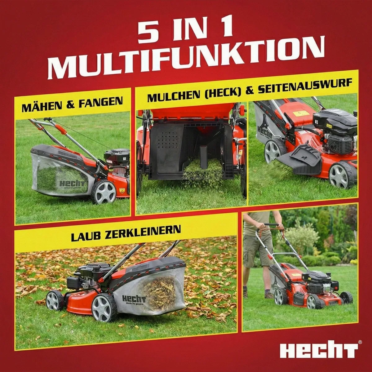 Hecht 554 SXE Benzin-Rasenmäher, 53 cm Schnittbreite, Elektrostart, Radantrieb 2