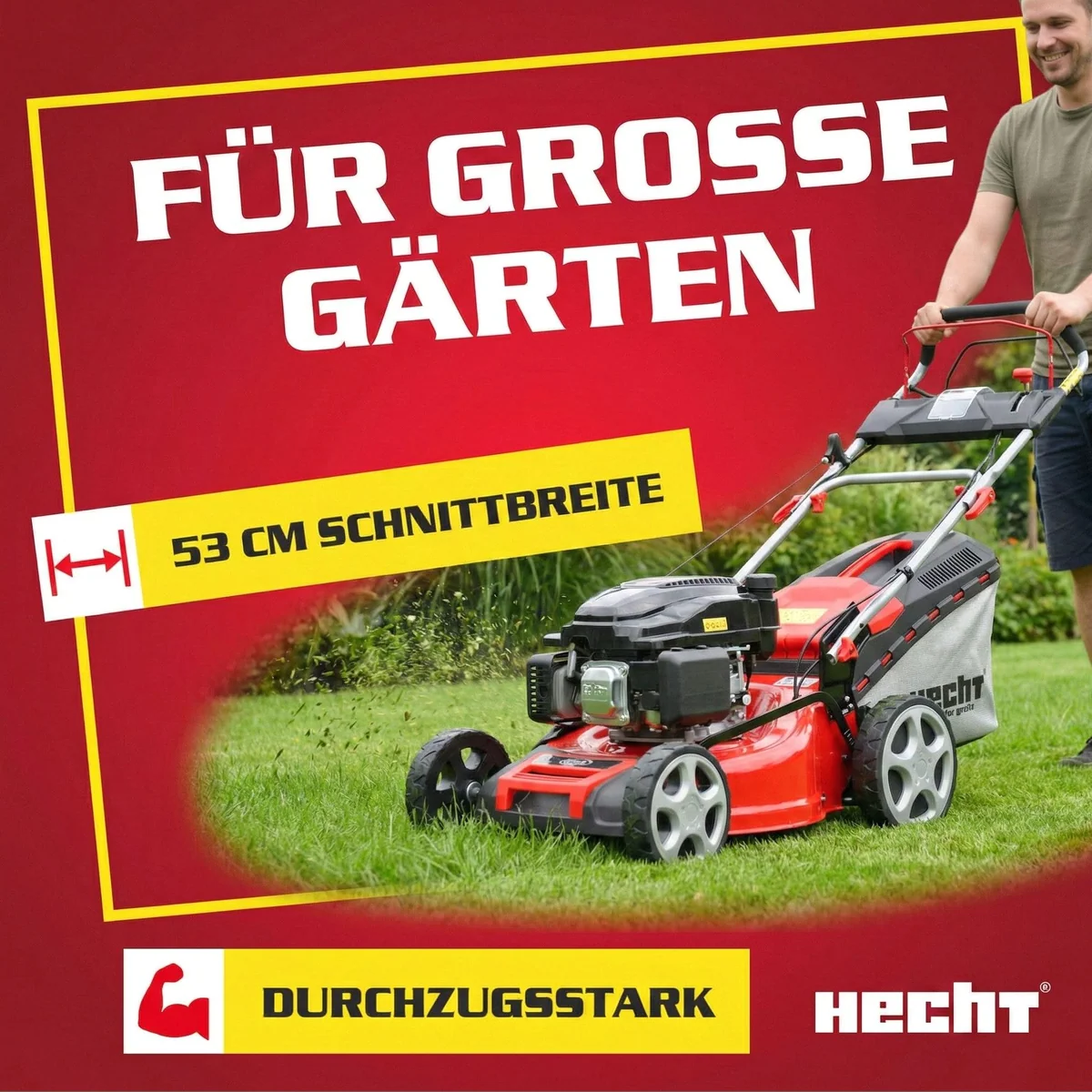 Hecht 554 SXE Benzin-Rasenmäher, 53 cm Schnittbreite, Elektrostart, Radantrieb 3