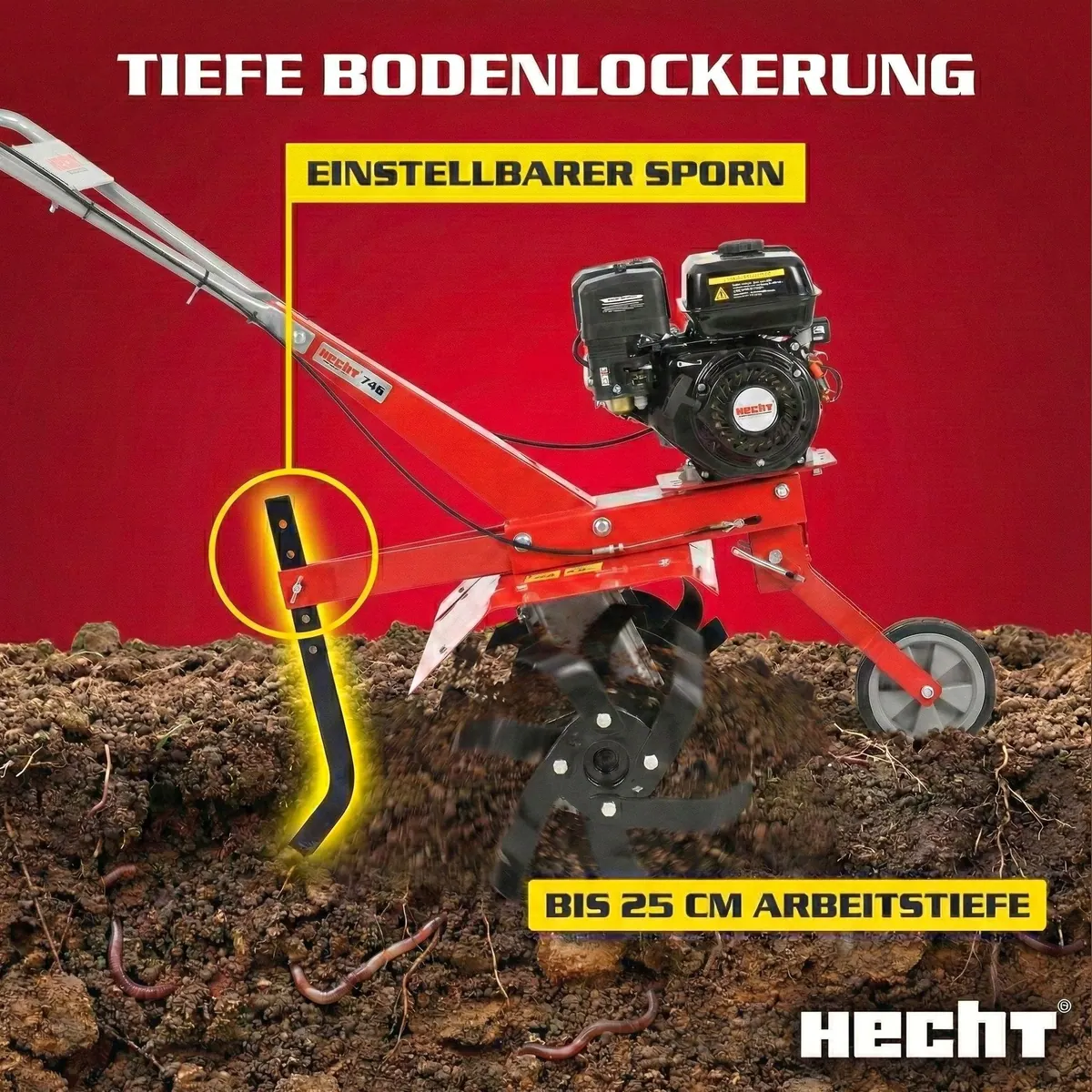 Hecht 747 Benzin-Gartenhacke, 173 cm³, 4,08 PS, 60 cm Arbeitsbreite 3