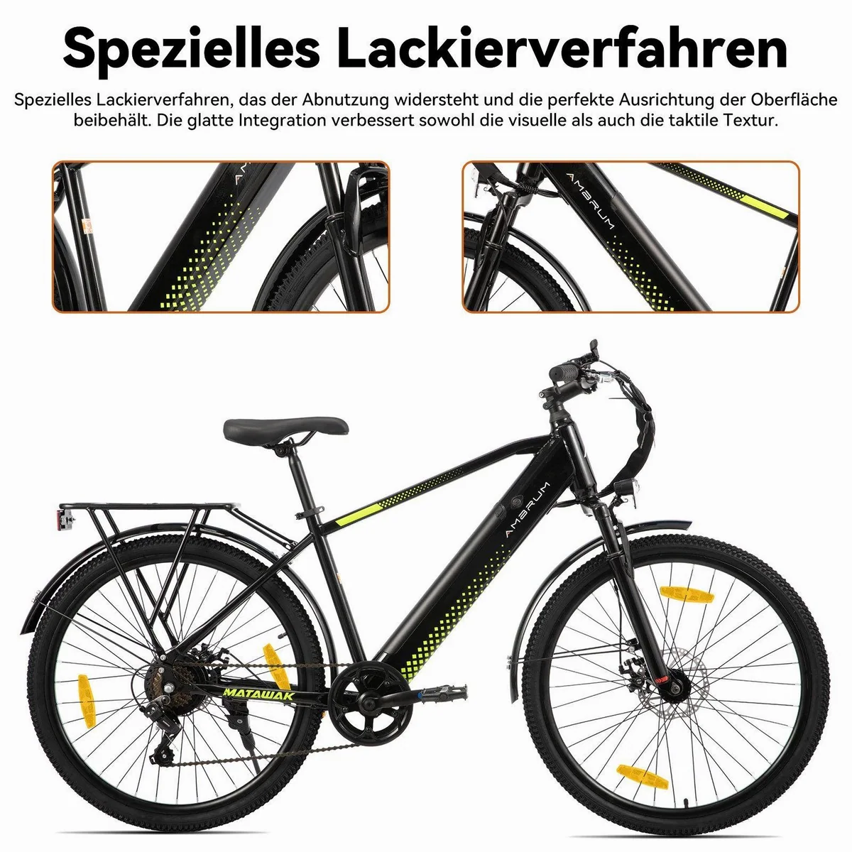 HILAND E-Bike 26" Elektro-Citybike, 250W Motor, 10,4Ah Akku, Gepäckträger 2