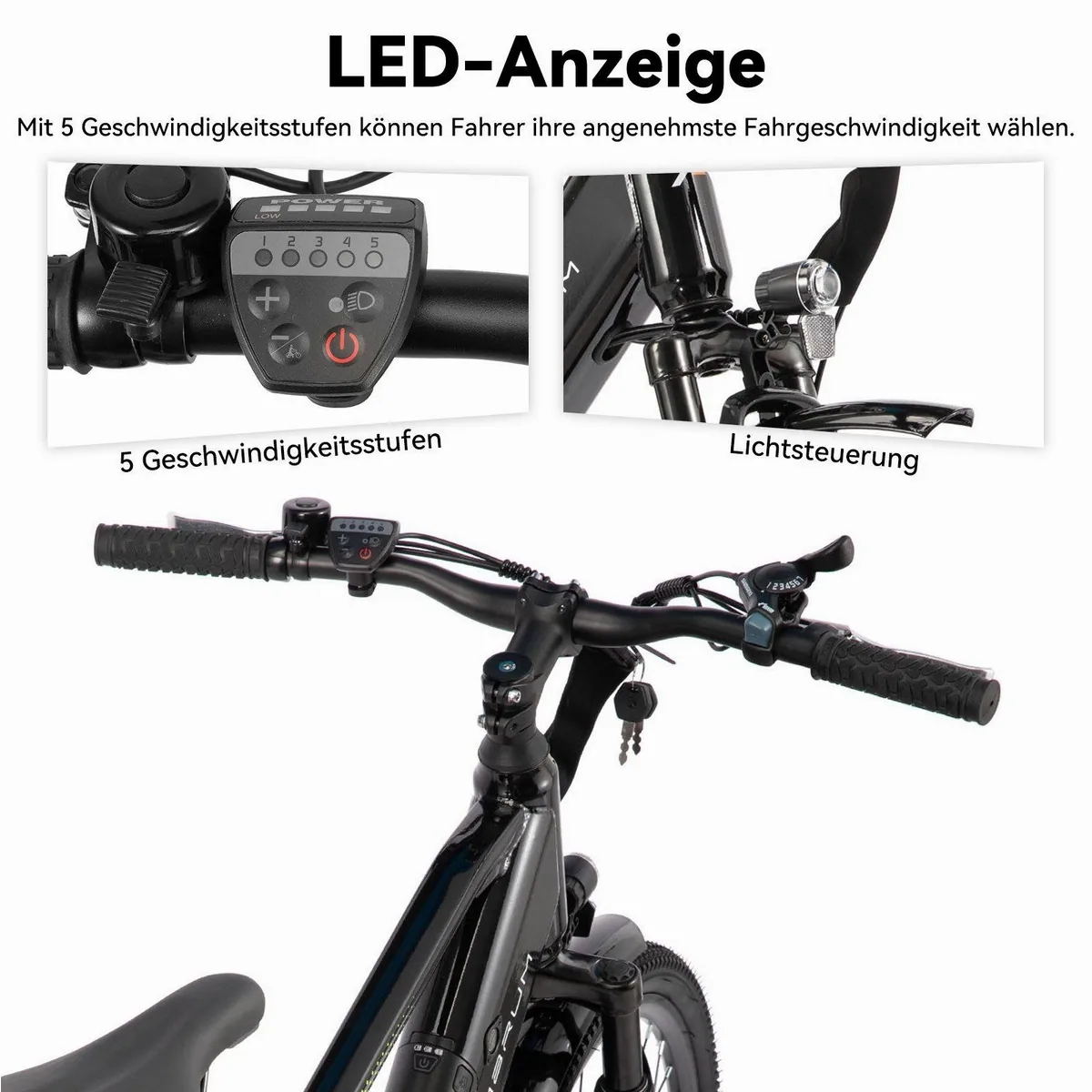HILAND E-Bike 26" Elektro-Citybike, 250W Motor, 10,4Ah Akku, Gepäckträger 5