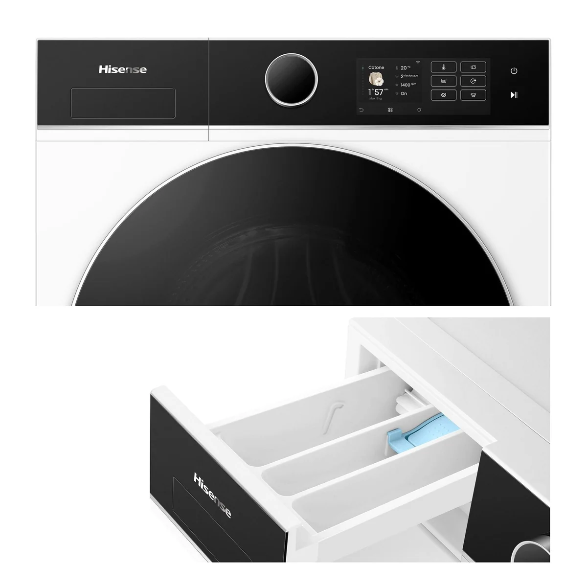 Hisense WF5I8043BWF Waschmaschine, 8 kg, 1400 U/min, Dampffunktion 4