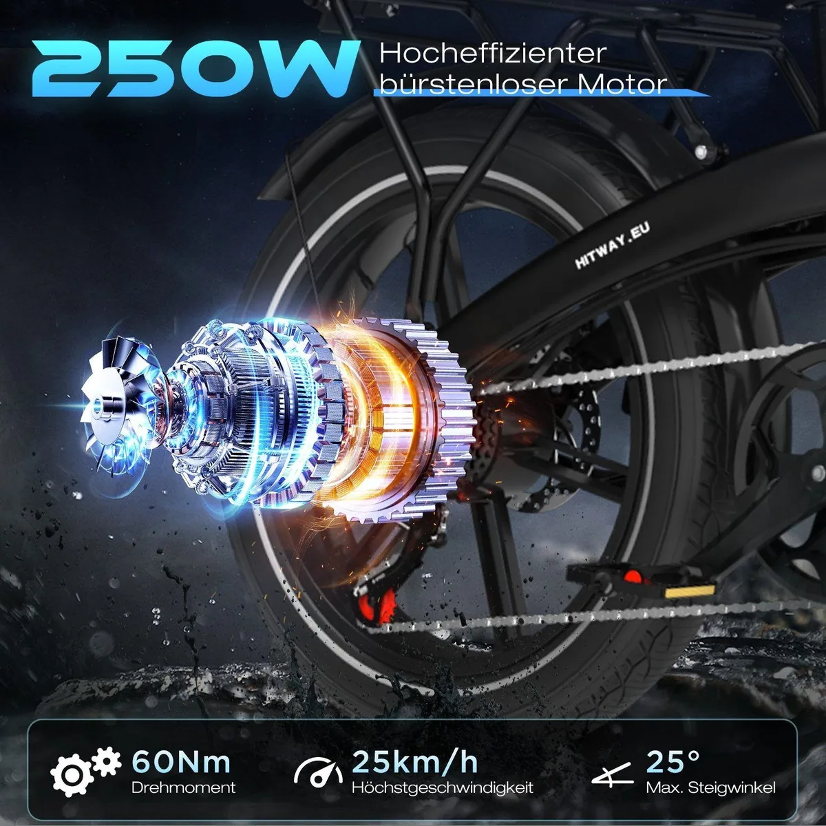 Hitway BK10S E-Bike, 250W Motor, 48V 13Ah Akku, 7-Gang Shimano Schaltung 4