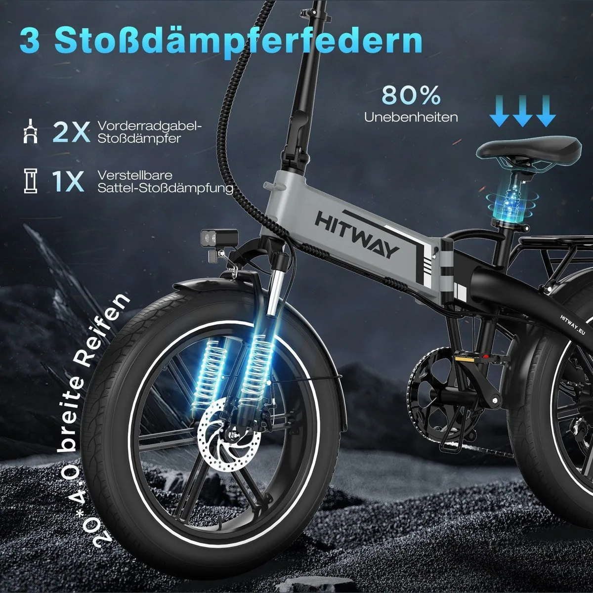 Hitway BK10S E-Bike, 250W Motor, 48V 13Ah Akku, 7-Gang Shimano Schaltung 5