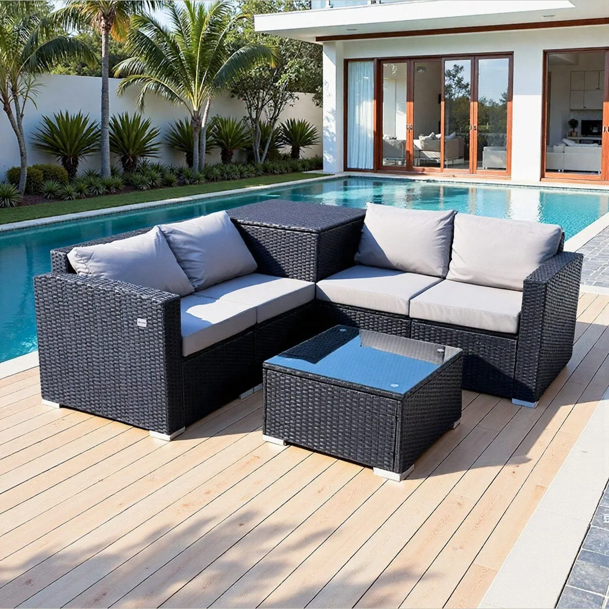HOMAVO Gartenlounge-Set, 7-teilig, Komfortabel & Wetterfest