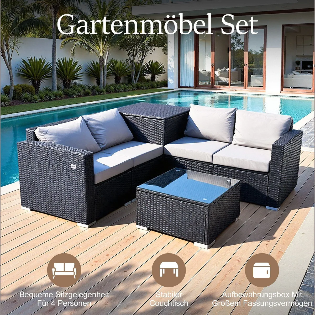 HOMAVO Gartenlounge-Set, 7-teilig, Komfortabel & Wetterfest 2