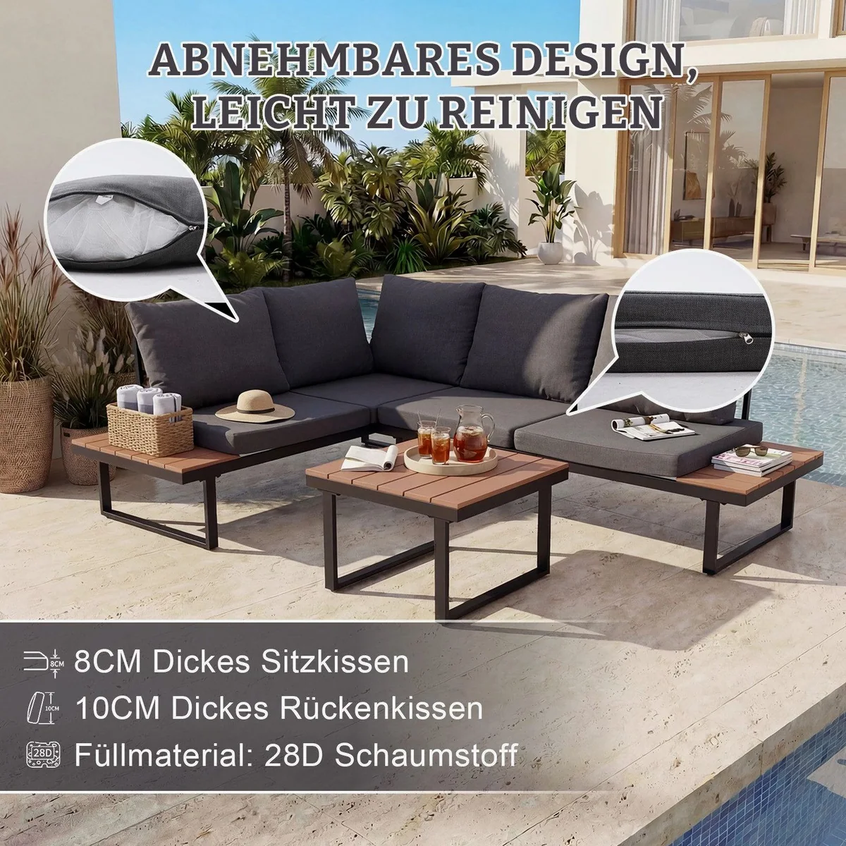 HOMAVO Gartenlounge-Set, modulares Design, wasserabweisend, stabil und pflegeleicht 2