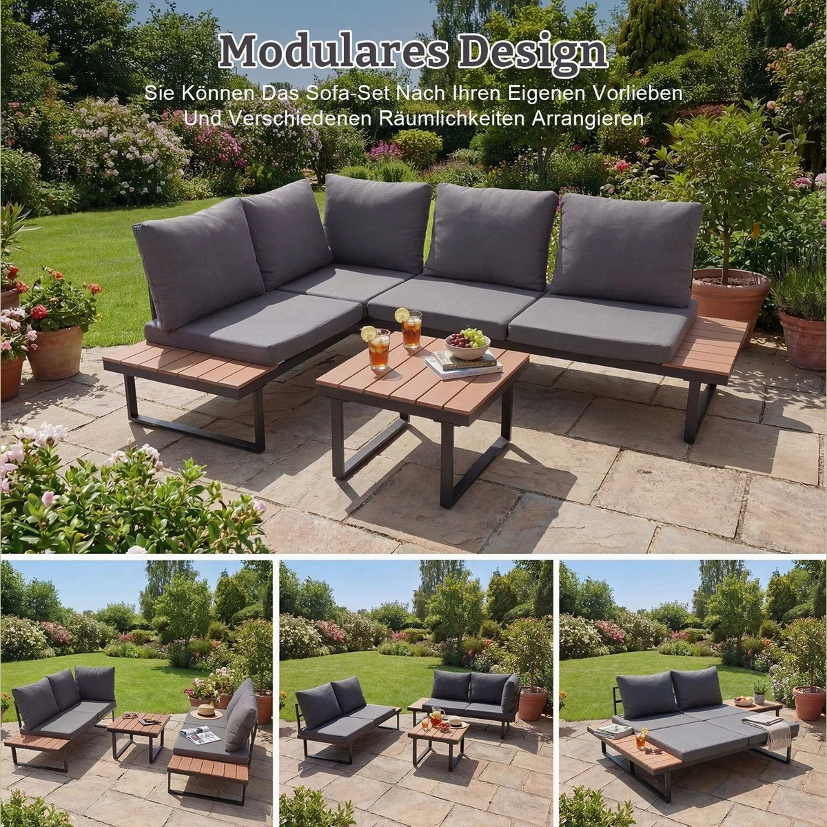 HOMAVO Gartenlounge-Set, modulares Design, wasserabweisend, stabil und pflegeleicht 3