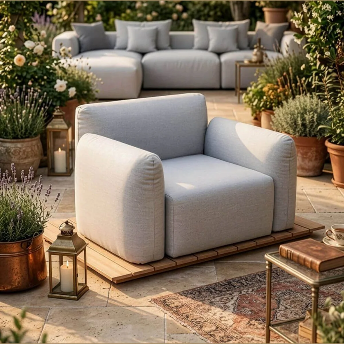 Home Deluxe ARANI Gartensessel, Aluminium-Unterbau & Feuchtigkeitsschutz, stilvoll und langlebig