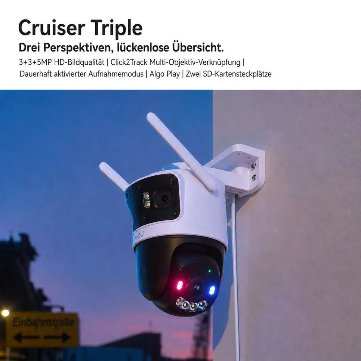 Imou Cruiser Triple 11MP Überwachungskamera, 360° Schwenk-/Neigeobjektiv, Nachtsicht, Wetterfest 2