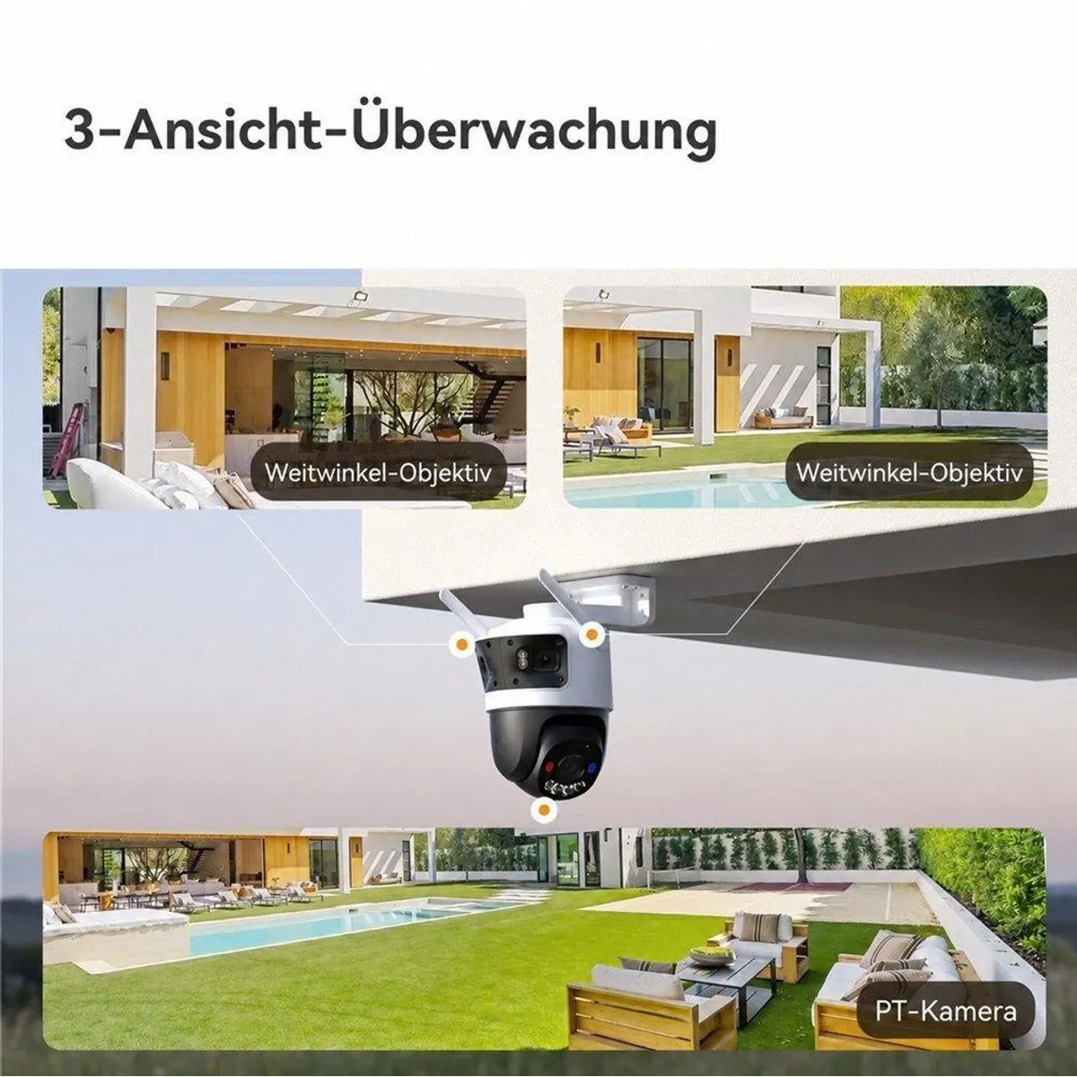 Imou Cruiser Triple 11MP Überwachungskamera, 360° Schwenk-/Neigeobjektiv, Nachtsicht, Wetterfest 3