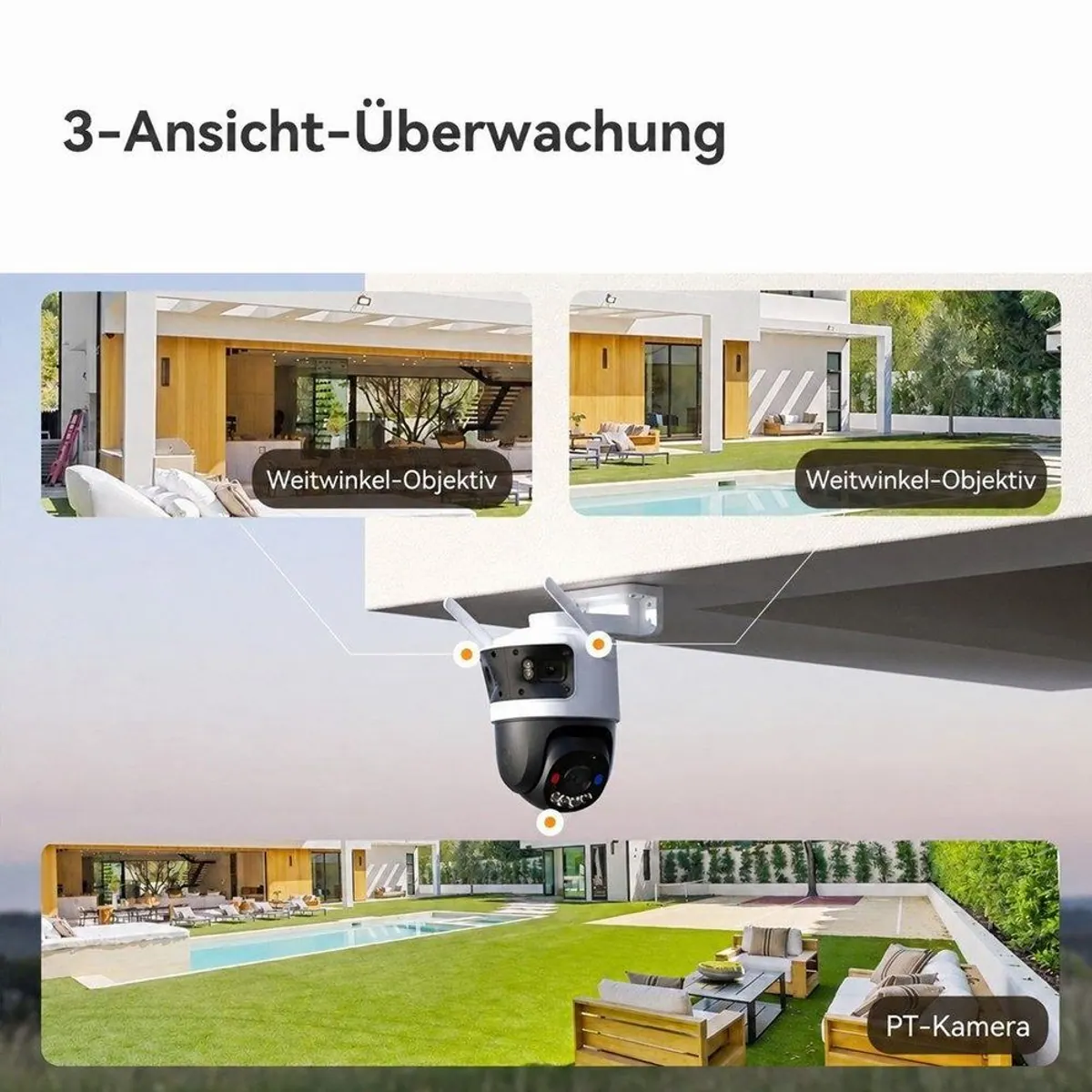 Imou Cruiser Triple 11MP Überwachungskamera, 360° PT-Funktion, Nachtsicht, Wetterfest 3