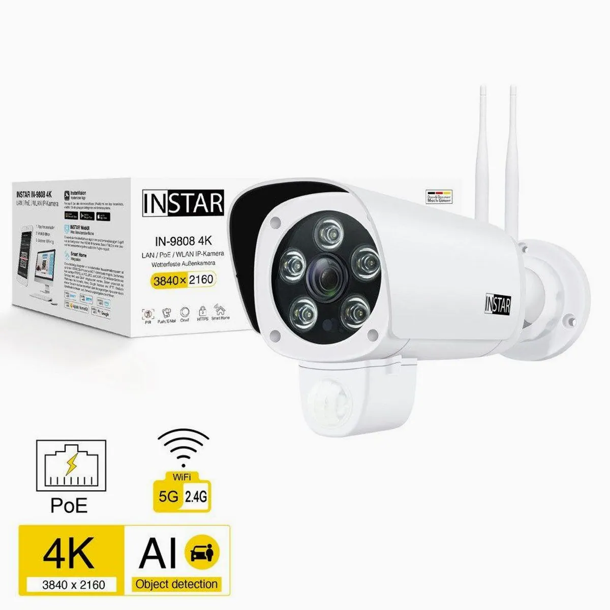 Instar IN-9808 4K Überwachungskamera, intelligente KI-Überwachung, 2x2 MIMO WLAN 3