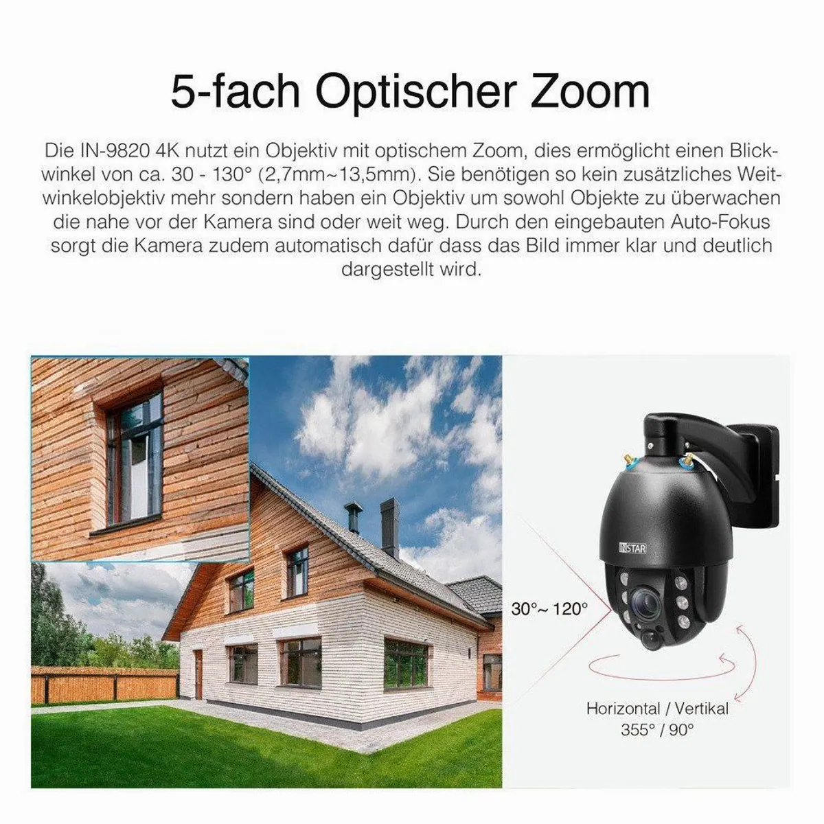 Instar IN-9820 4K Überwachungskamera, 4K Auflösung, PTZ-Steuerung, Zwei-Wege-Audio 2