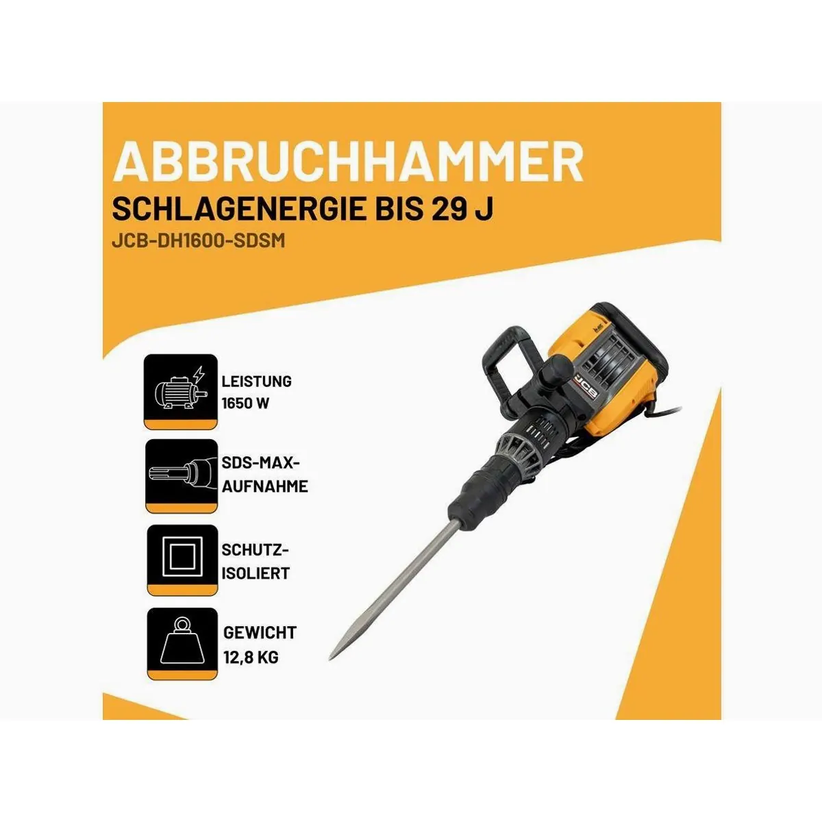 JCB Abbruchhammer DH1600-SDSM, 1650 W, SDS-Max, hohe Schlagkraft 2