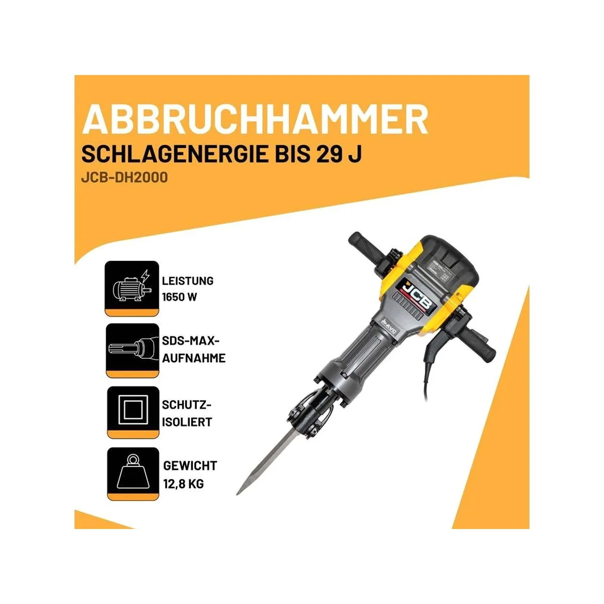 JCB Abbruchhammer JCB-DH2000, 2000 W, 62 Joule, robust und leistungsstark 2