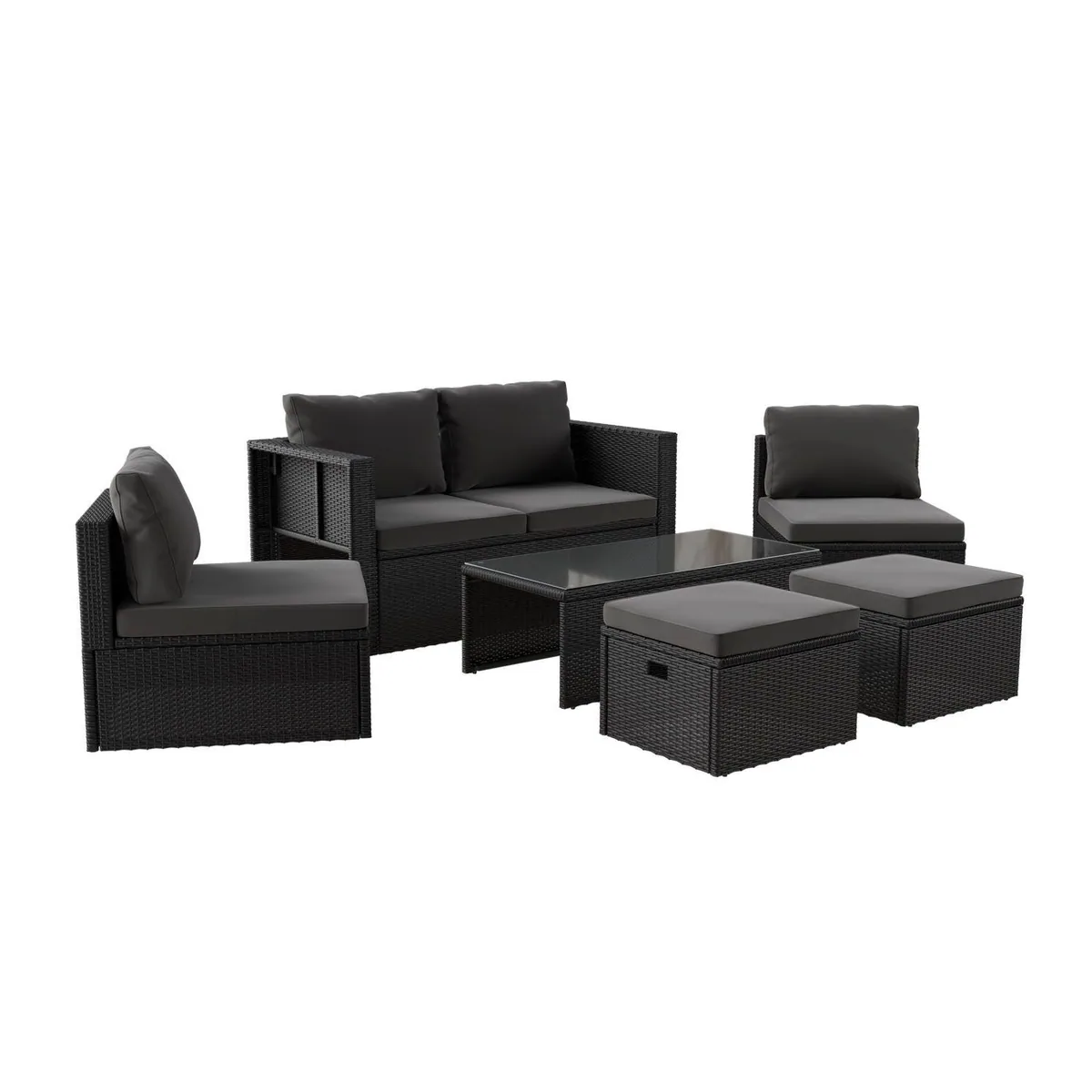 Juskys Gartenlounge-Set Salou, 6-tlg, wetterfest, für 6 Personen, mit Kissen