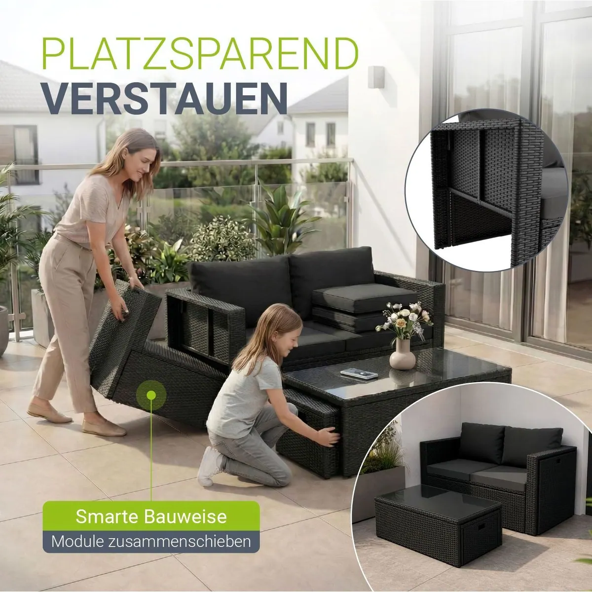 Juskys Gartenlounge-Set Salou, 6-tlg, wetterfest, für 6 Personen, mit Kissen 4