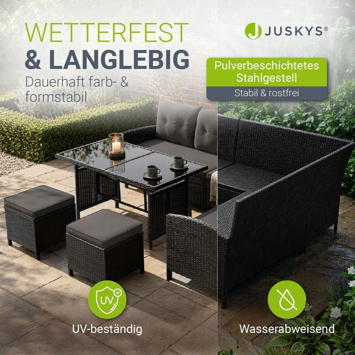 Juskys Manacor Gartenlounge-Set, modernes Polyrattan, für bis zu 8 Personen 2