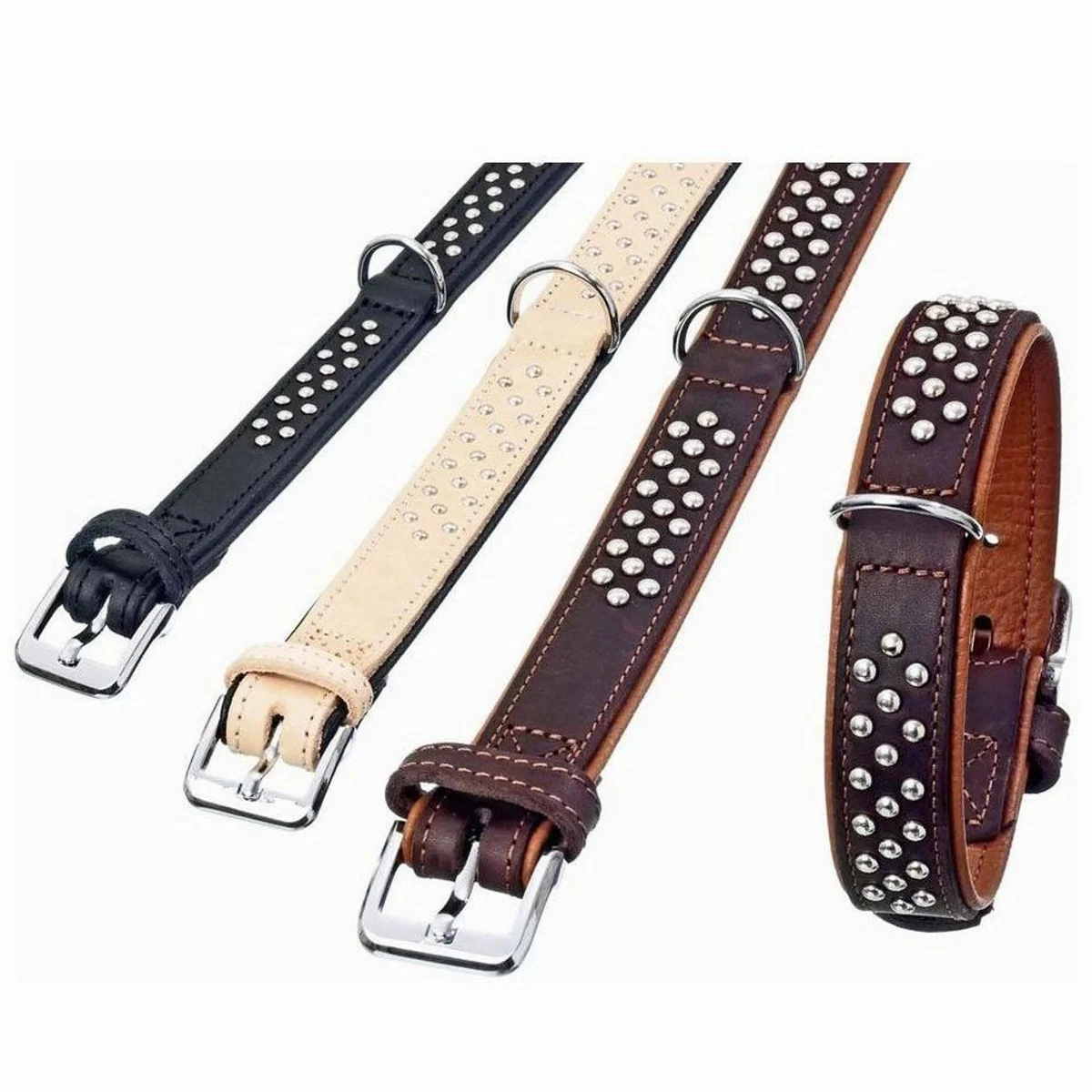 Karlie Rondo Hunde-Halsband, aus Vollrindleder, mit Rundkopfnieten