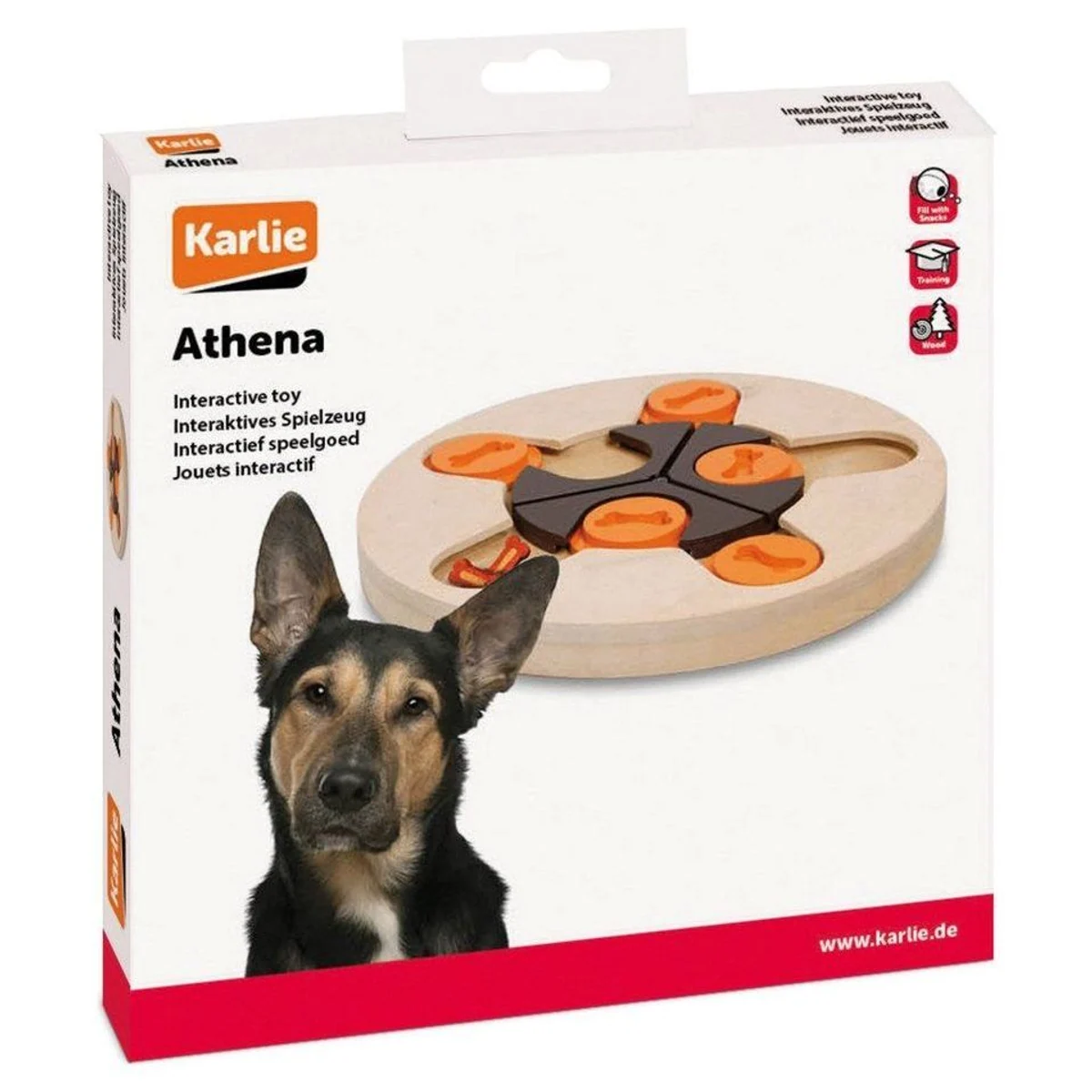 Karlie Doggy Brain Train Athena, fördert mentale Fitness, aus Holz, 23 x 23 x 2,5 cm 2