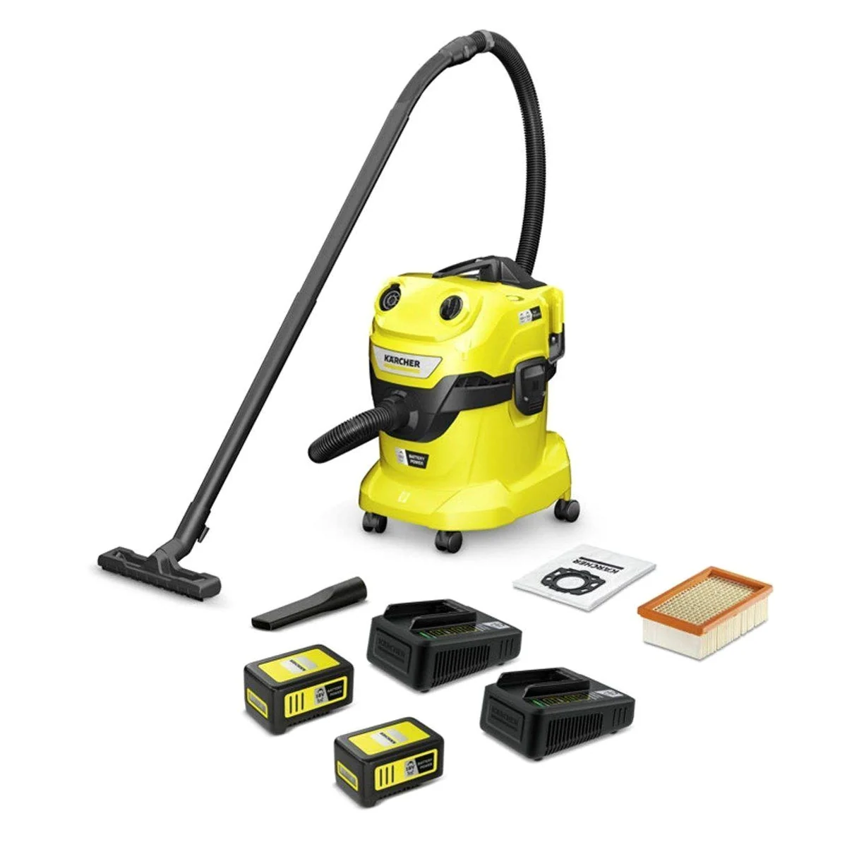 Kärcher WD 4-18 Dual Battery Set, leistungsstarker 36-V-Motor, 20 l Kunststoffbehälter, inkl. 2 Akkus 5