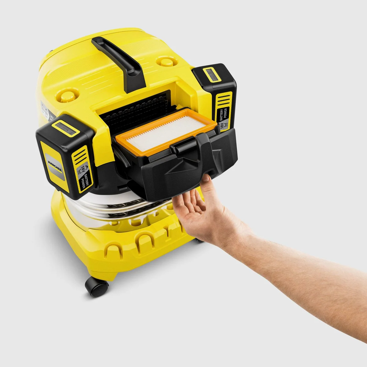 Kärcher WD 4-18 S Dual Battery Set, kraftvoller 36-V-Motor, 20 l Edelstahlbehälter, inkl. Akku 2