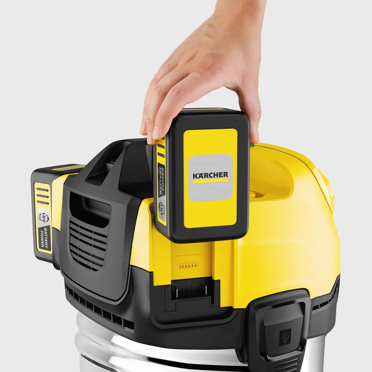 Kärcher WD 4-18 S Dual Battery Set, kraftvoller 36-V-Motor, 20 l Edelstahlbehälter, inkl. Akku 3