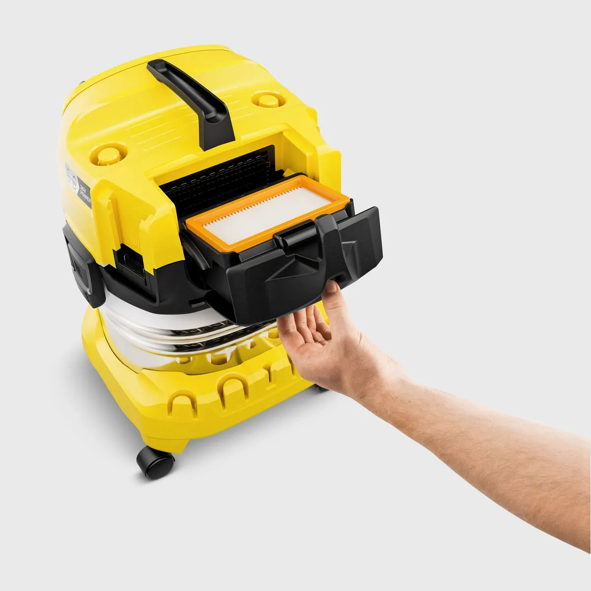 Kärcher WD 4-18 S Dual Battery Set, kraftvoller 36-V-Motor, 20 l Edelstahlbehälter, inkl. Akku 4