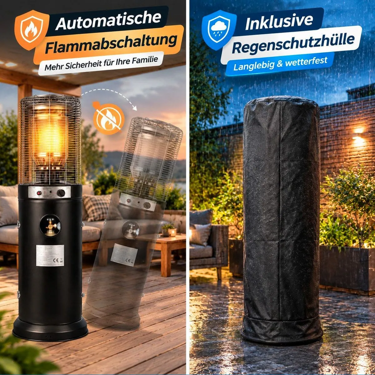 Ledklang Gasheizstrahler, stufenlose Wärme von 5–10 kW, Flammabschaltung, für Garten und Camping 5