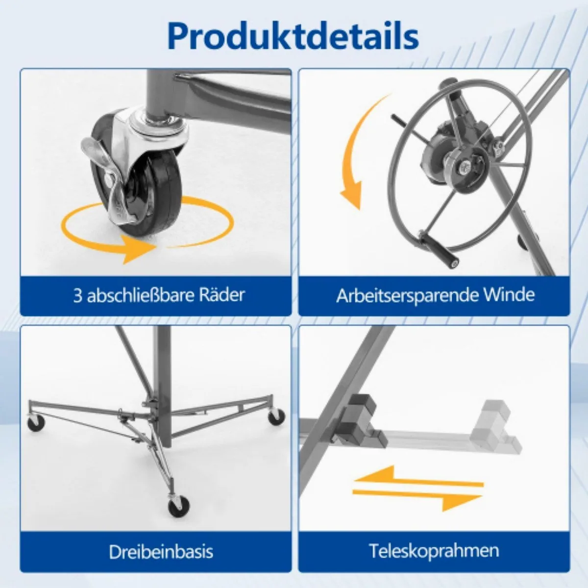 Luckice Plattenheber Gipskartonplatten-Heber, max. 68 kg Traglast, 350 cm Öffnungsweite 4
